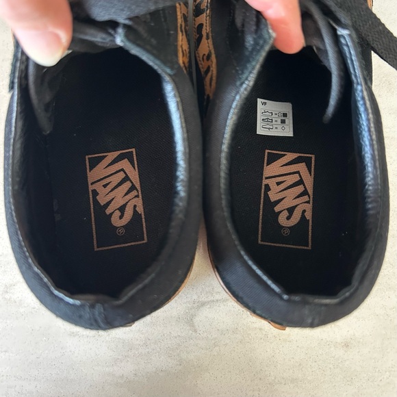 Vans Black and Leopard Print Platform Sneakers - Picture 5 of 8